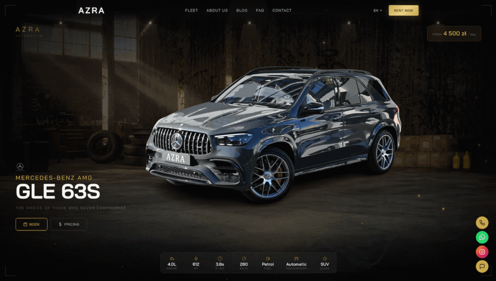 AZRA Automotive — premium car rental website in Warsaw