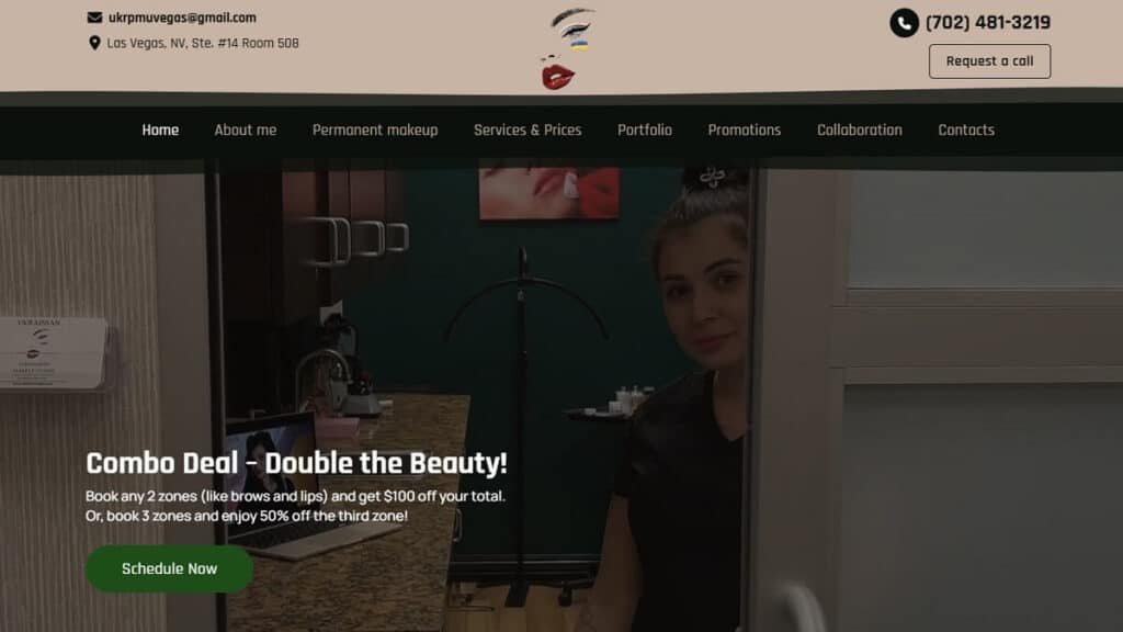 Site de cabinet de cosmétologie — Ukrpmu Vegas